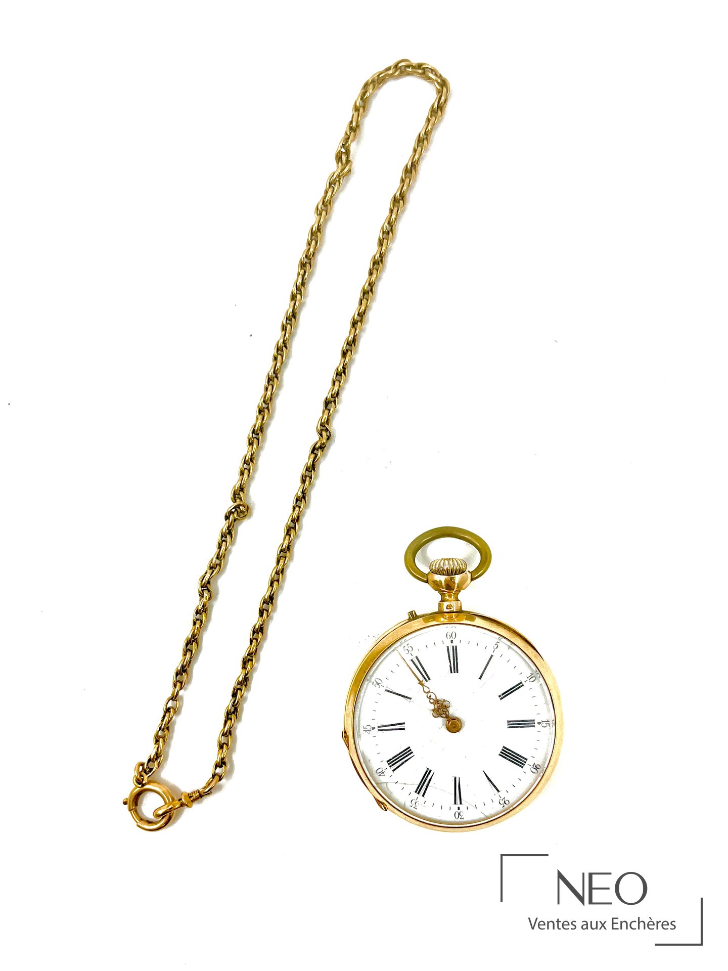 Montre gousset en or jaune avec chaîne giletière
