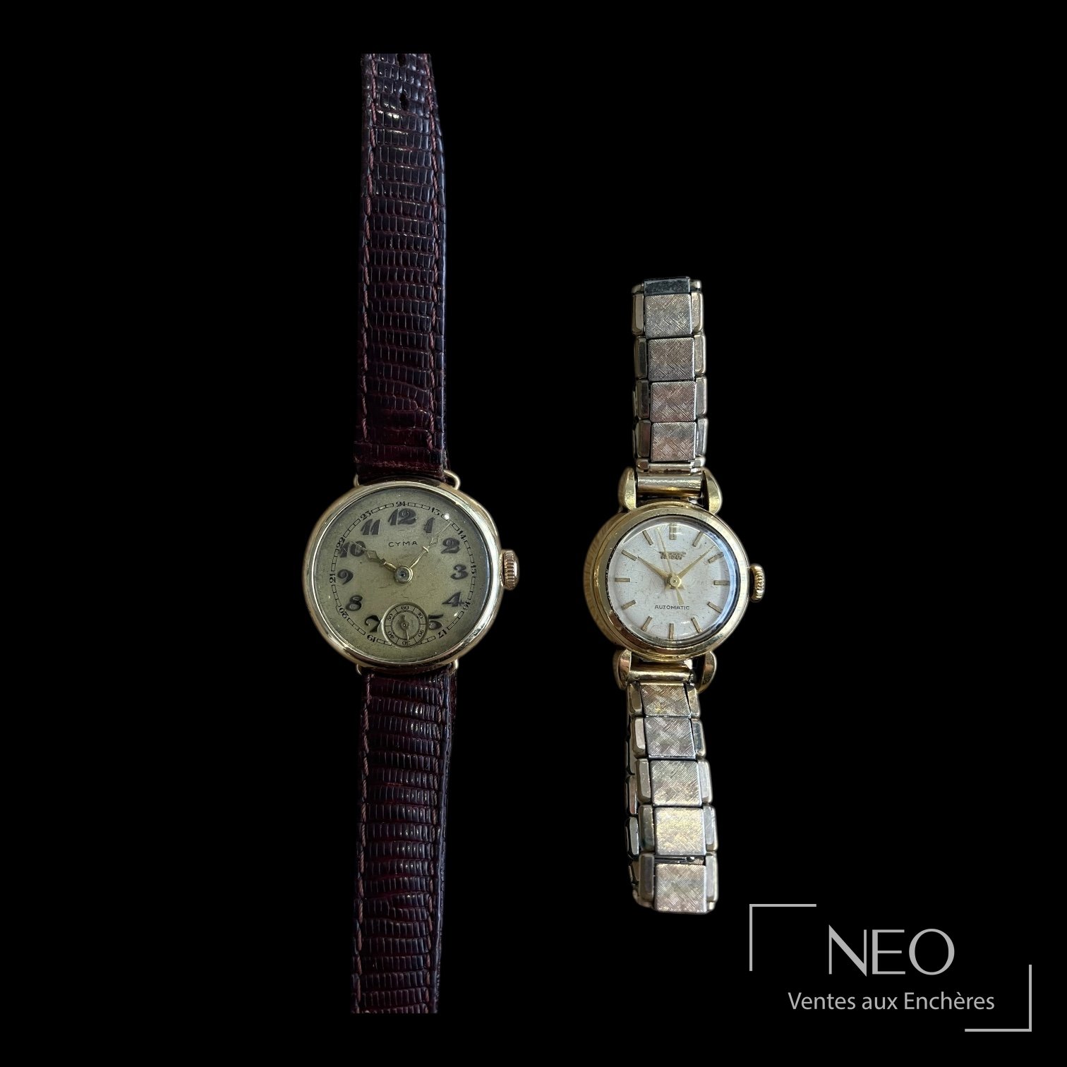 Deux montres anciennes vues de face