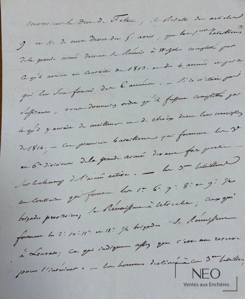 Lettre manuscrite de Napoléon Bonaparte avec plusieurs lignes de texte en encre brune sur papier