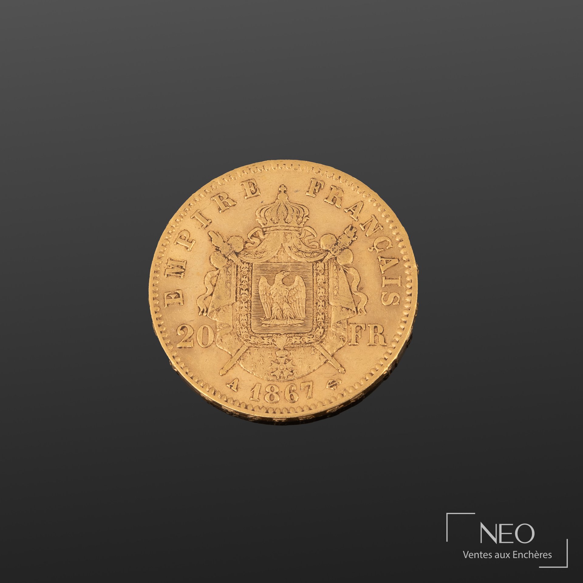 20 francs or Napoléon III tête laurée, 1867, A Paris