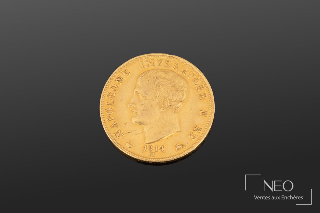 Avers d'une pièce 100 francs or Napoléon III tête nue de 1859