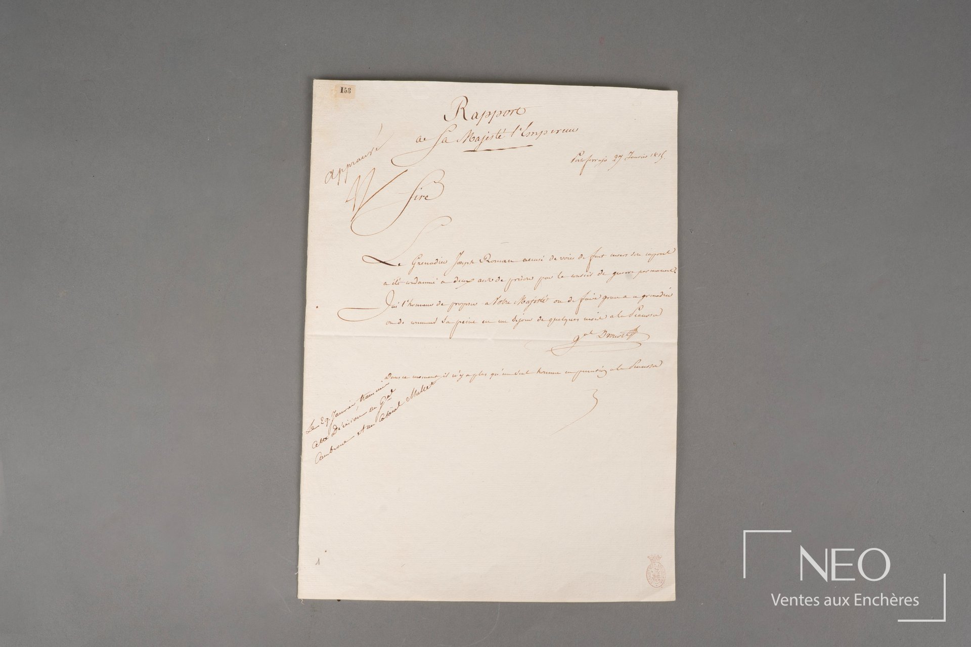Lettre autographe signée sur papier