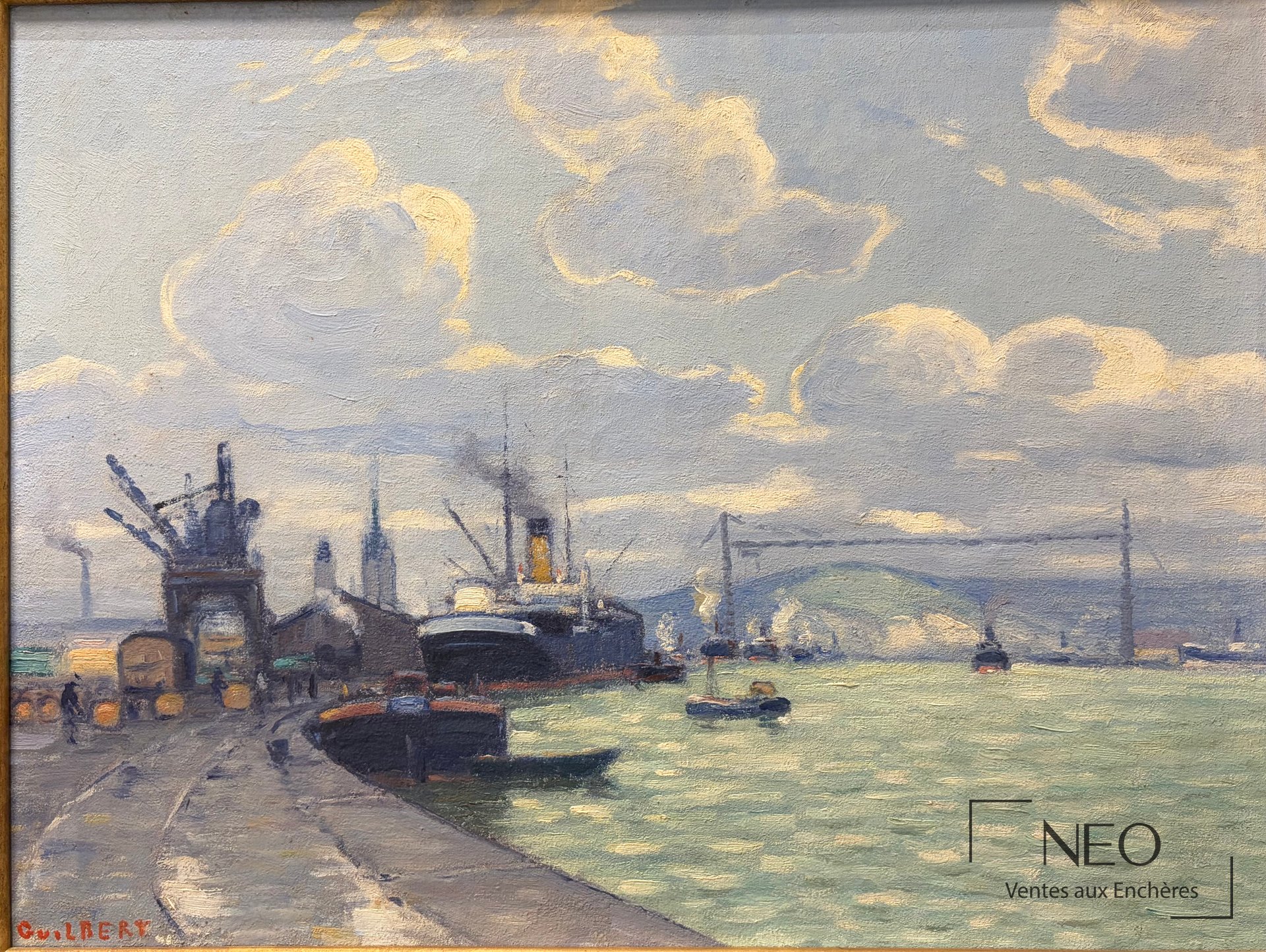 Vue de face du port de Rouen de Narcisse Guilbert