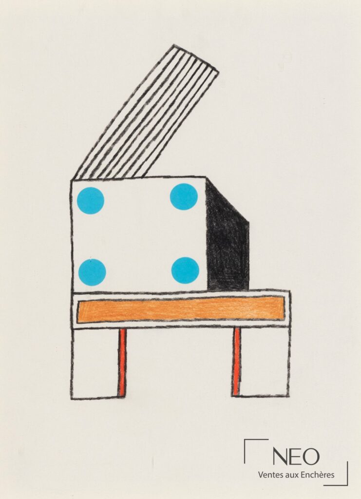 Composition abstraite de Nathalie Du Pasquier sur papier