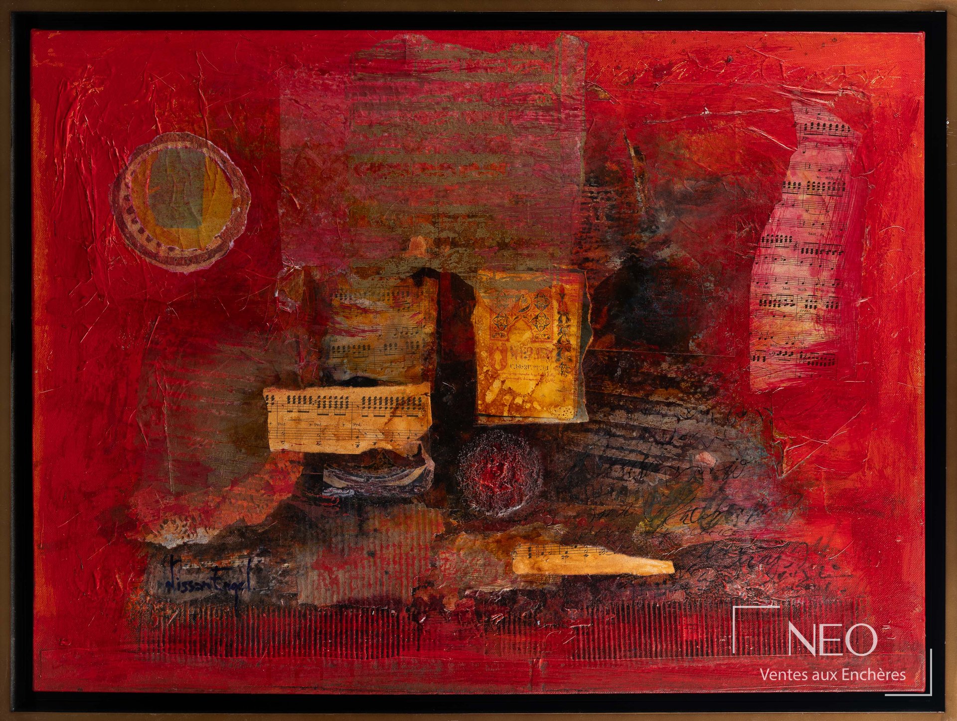 Composition abstraite en rouges