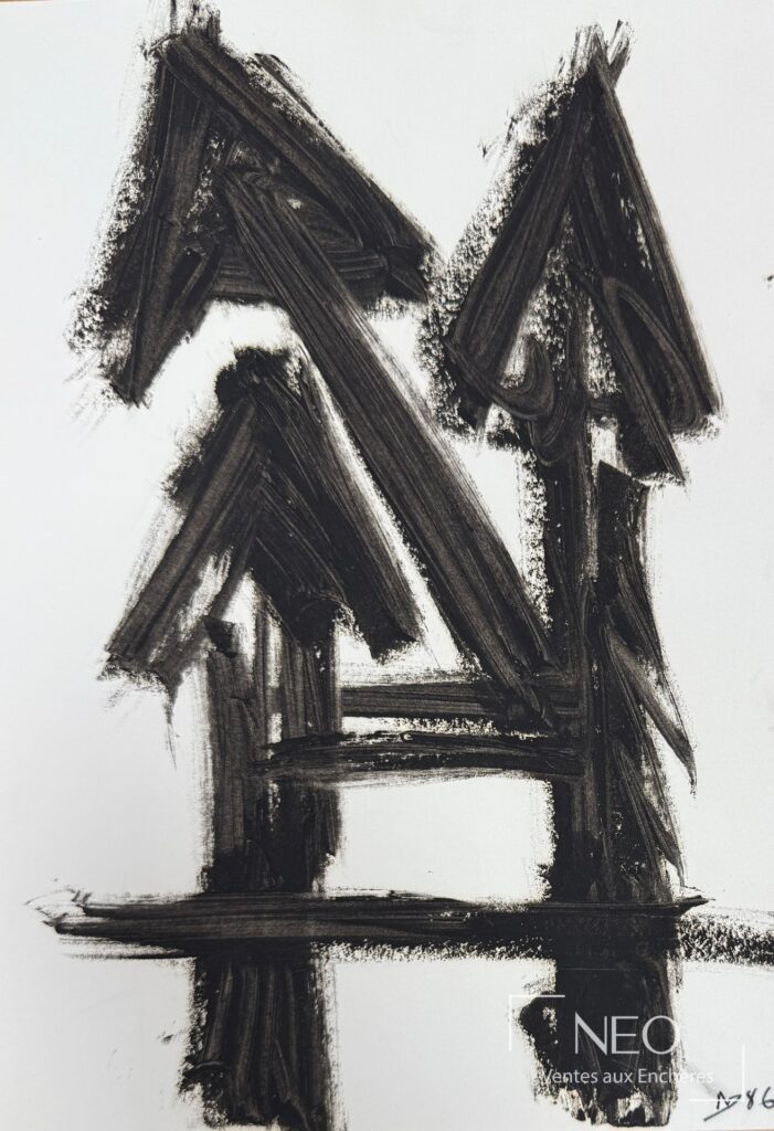 Composition abstraite noire sur papier
