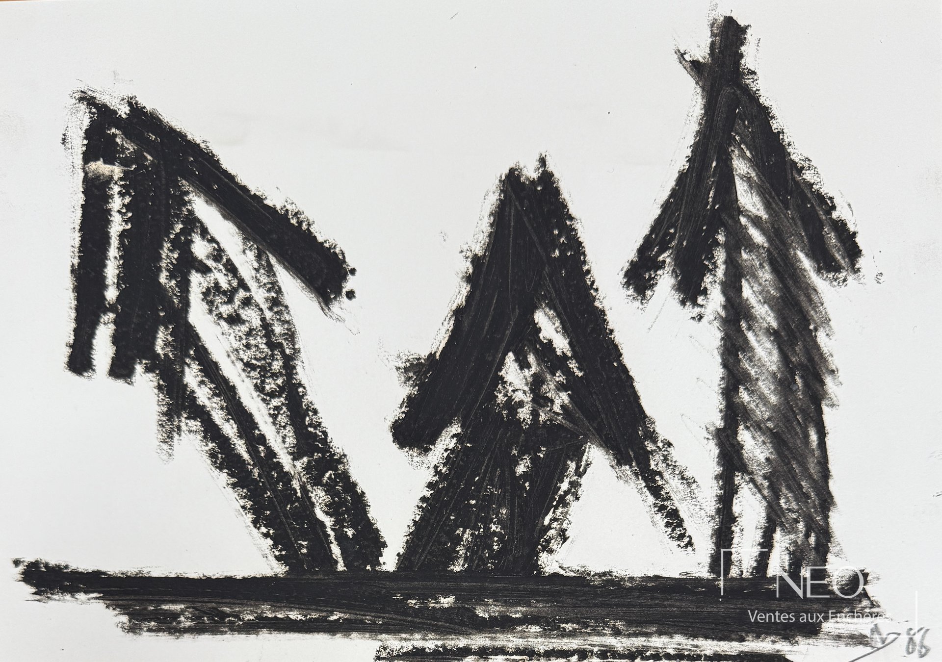Composition abstraite noire sur papier