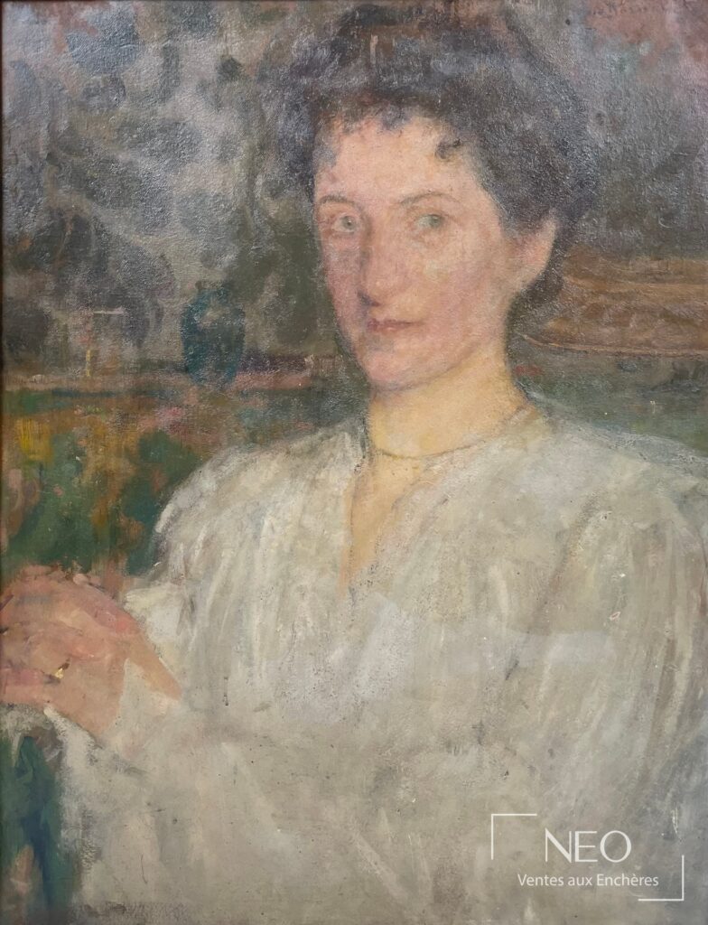 Portrait de femme à l'huile sur carton