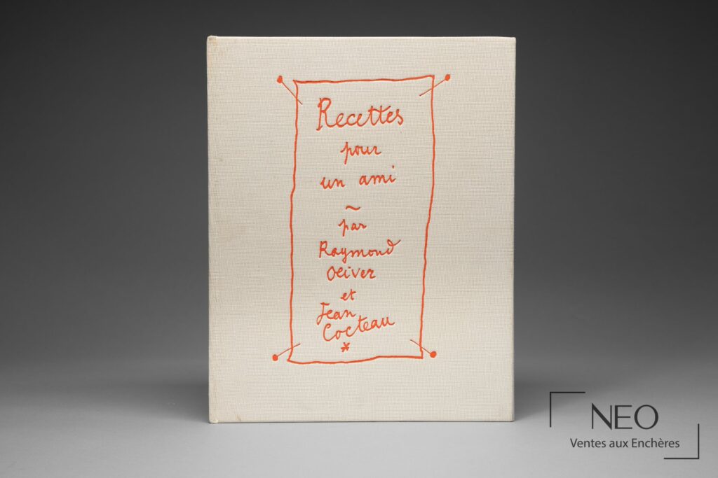 Couverture blanche de Recettes pour un ami avec titre manuscrit rouge encadré