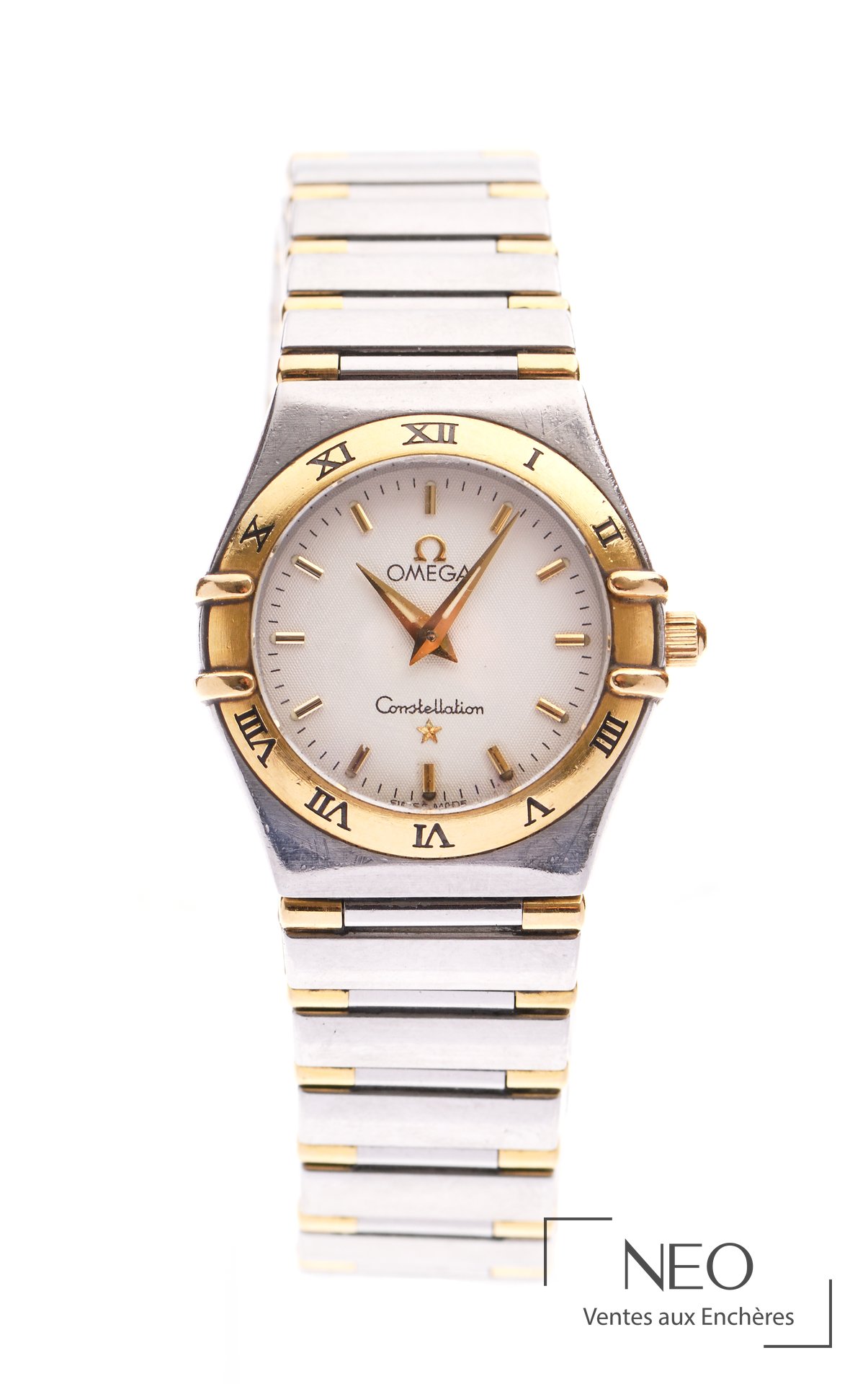 Omega Constellation Lady, montre de dame en or jaune 18 carats et acier