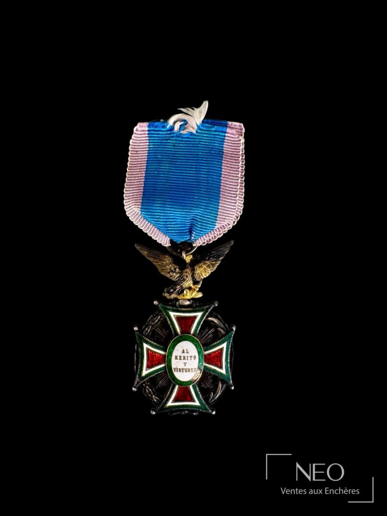 Étoile de chevalier au ruban bleu et rose
