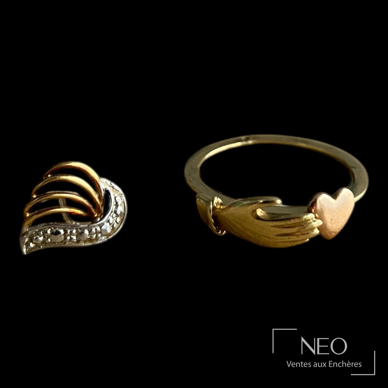 Ensemble de trois bijoux en ors jaune