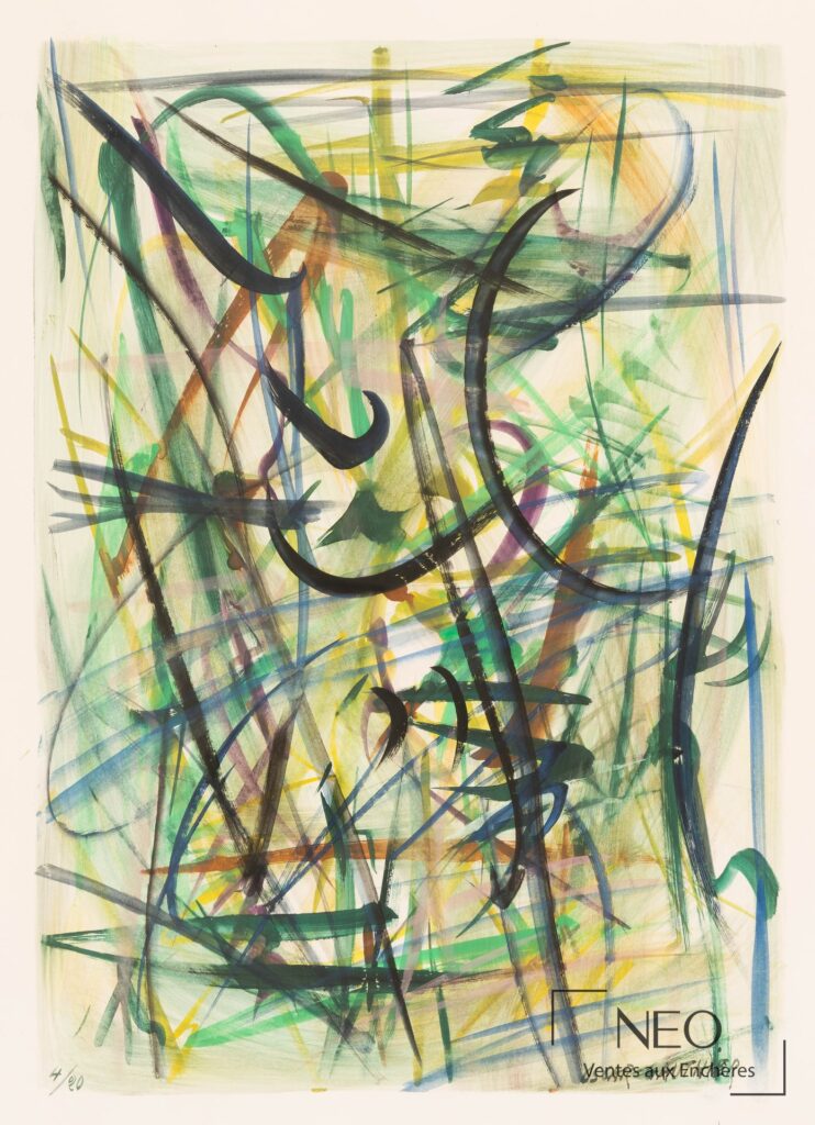 Lithographie abstraite en couleurs d'Oscar Gauthier