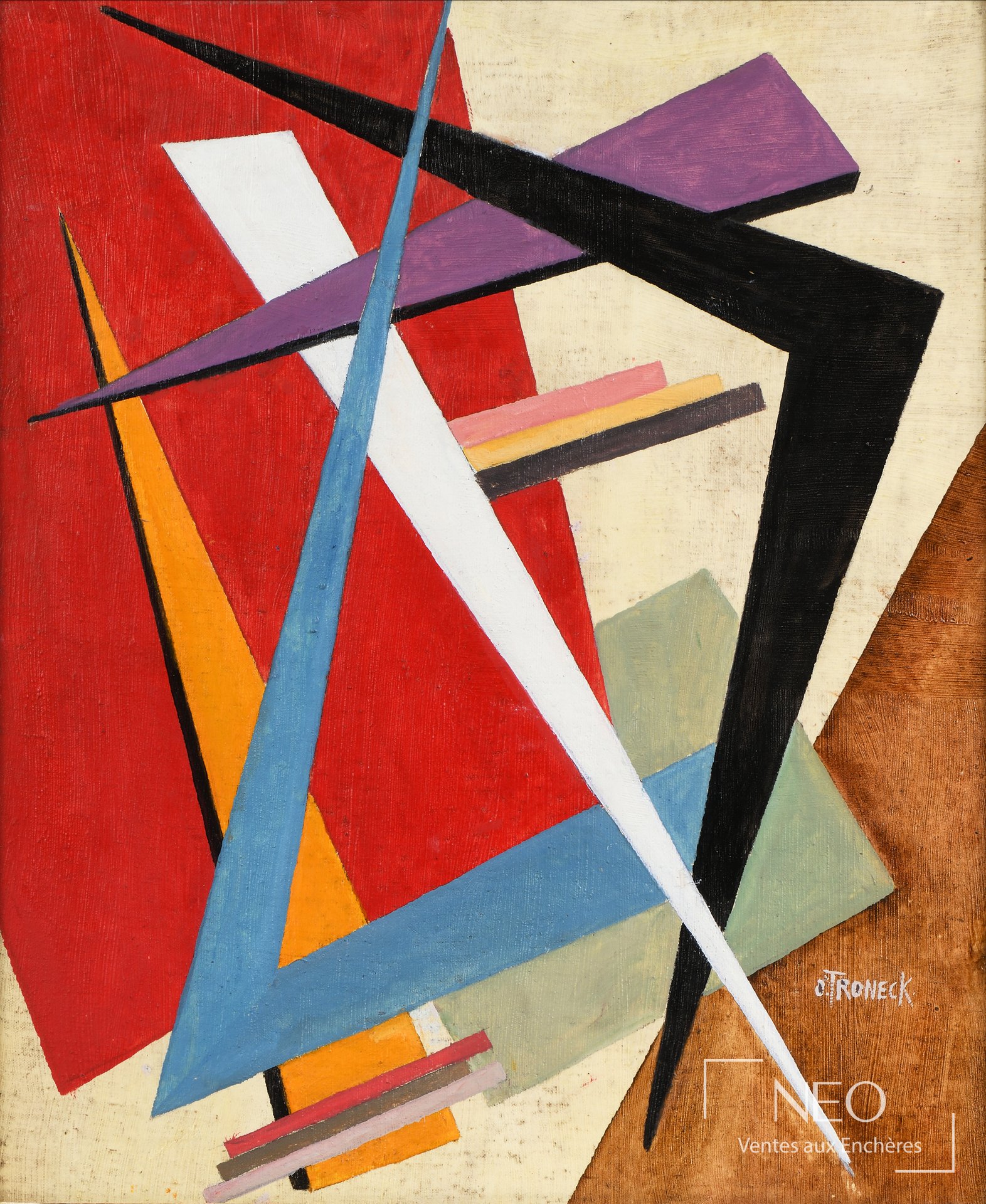Composition abstraite aux formes géométriques colorées
