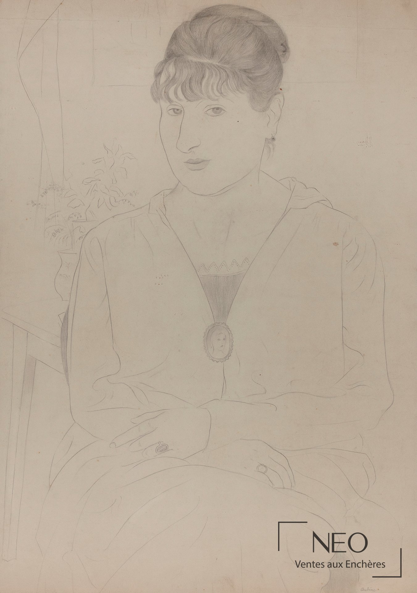 Portrait de femme au crayon graphite sur papier