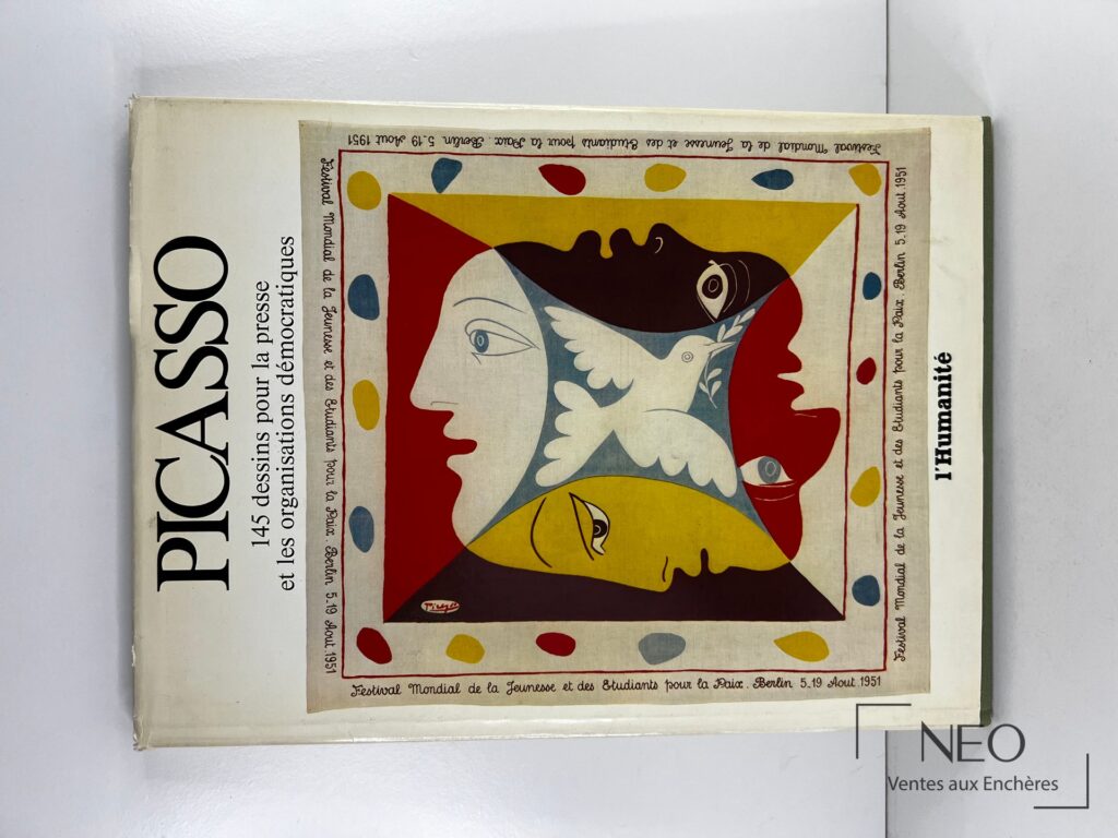 Couverture du livre de Pablo Picasso avec jaquette illustrée et grand titre vertical.
