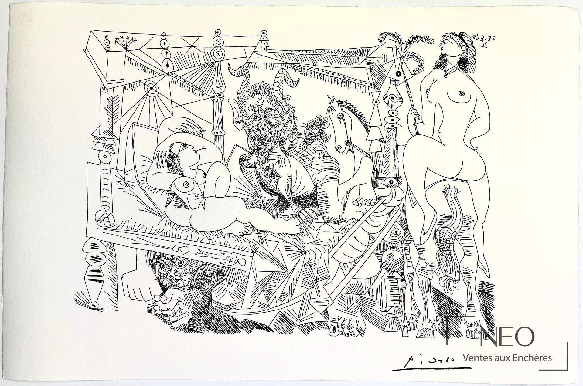 D&rsquo;après Pablo Picasso Composition 28.4.68.II lithographie sur papier