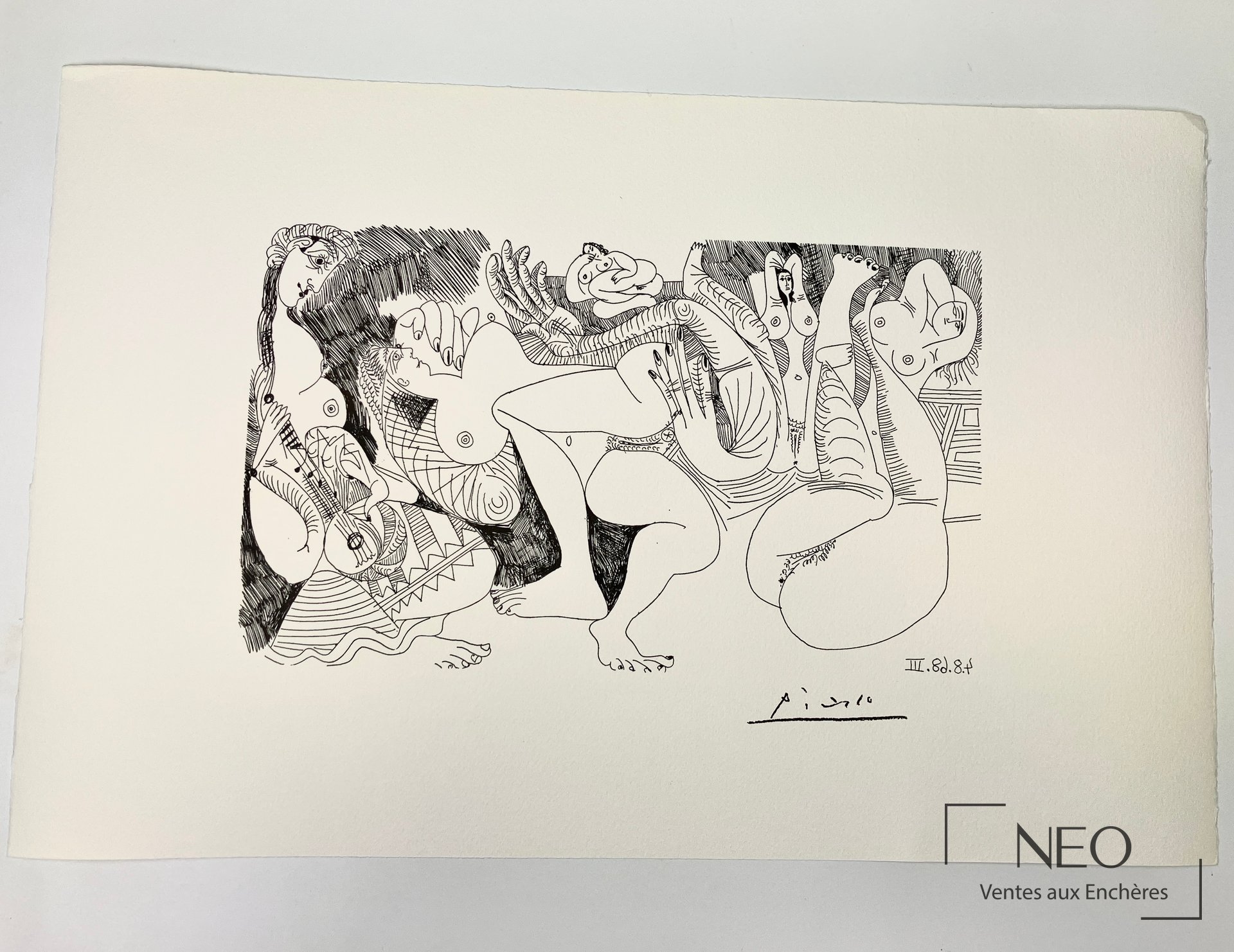 Lithographie de Pablo Picasso représentant une composition figurative sur papier