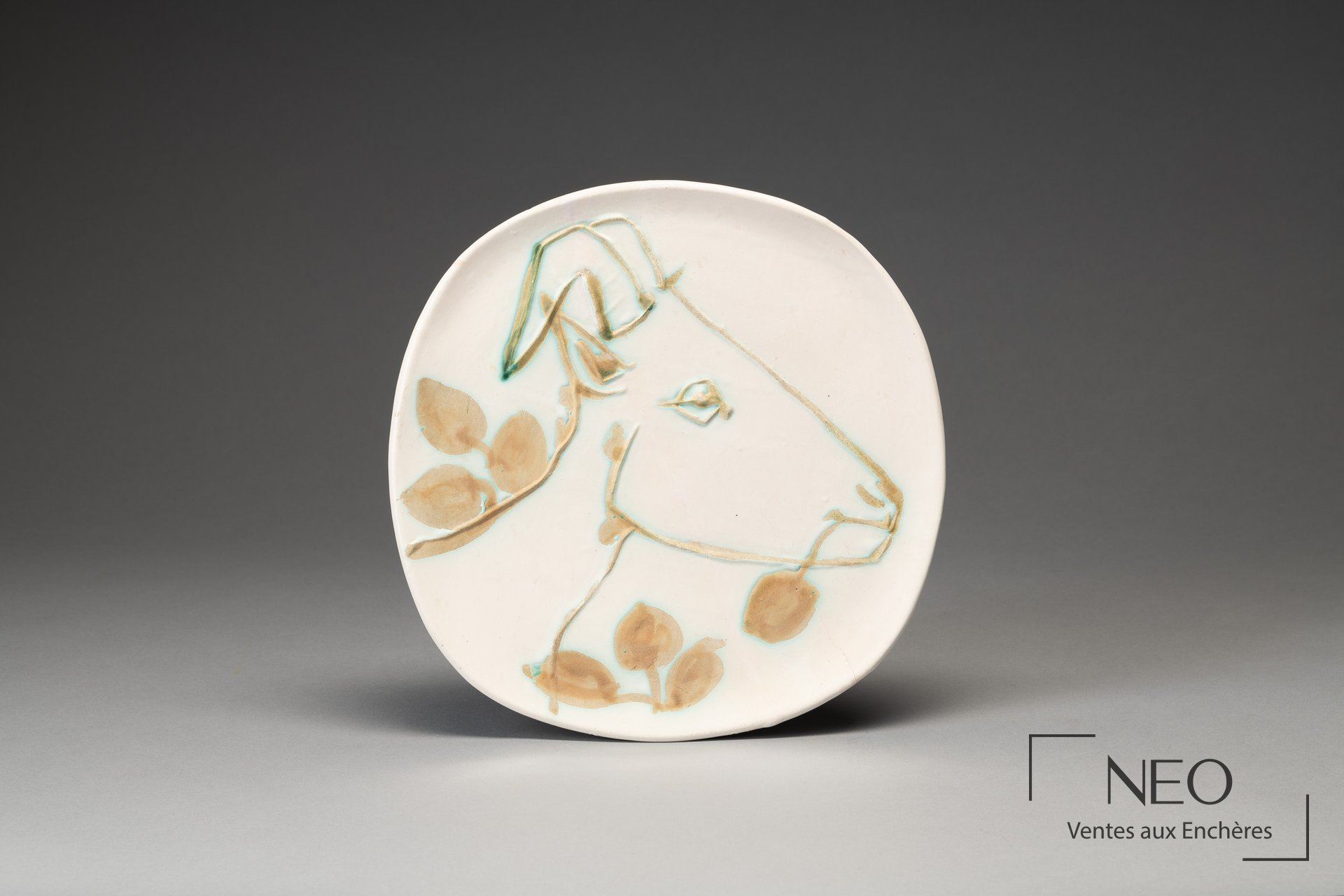 Pablo Picasso Madoura Tête de chèvre de profil, assiette, 1950