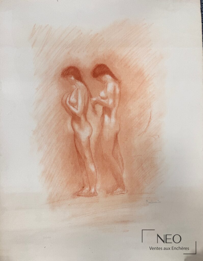 Lithographie en couleurs de nus féminins signée Belmondo