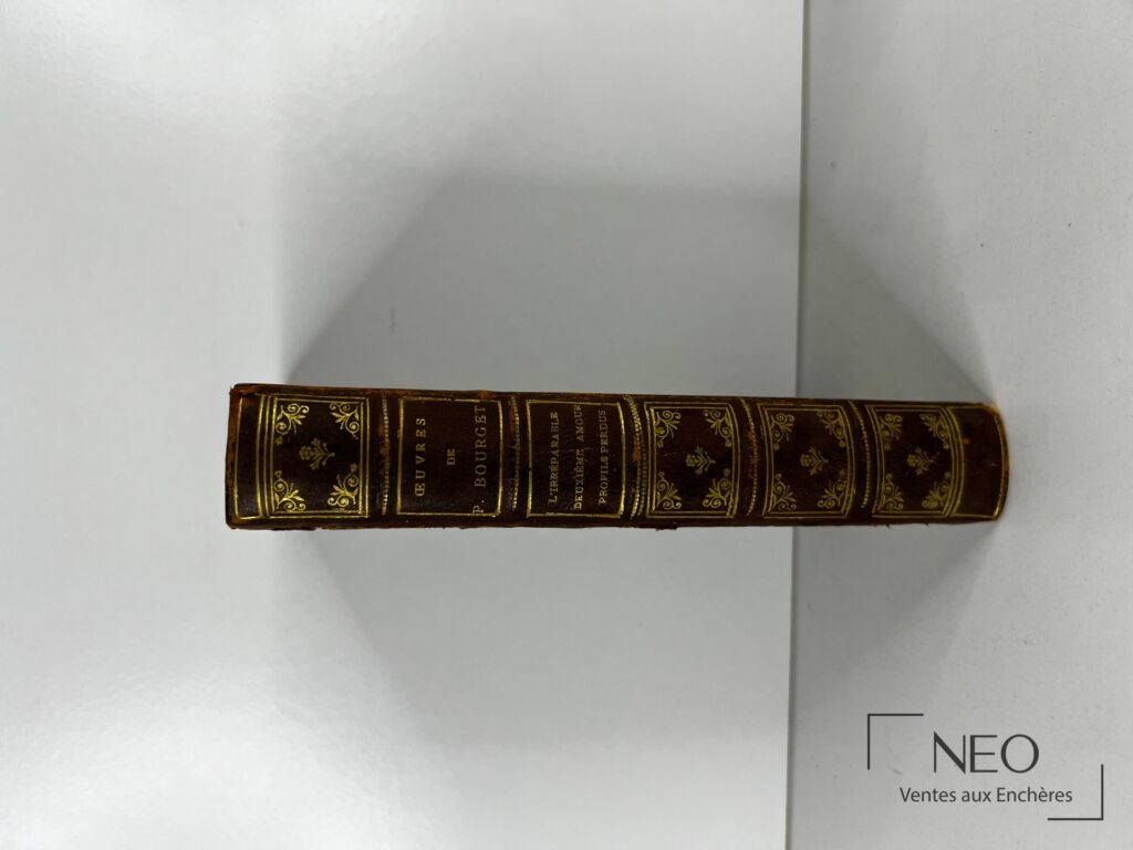 Dos d'un livre relié en demi chagrin à coins