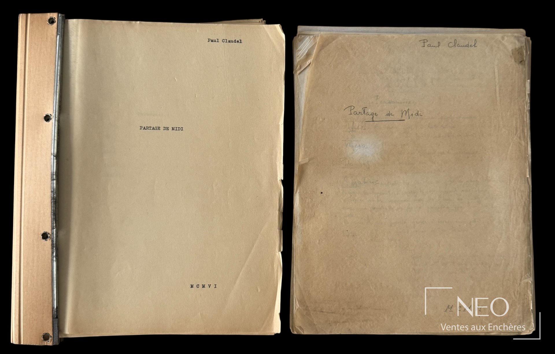 Paul Claudel, Le partage de midi, ensemble de manuscrits, 1906