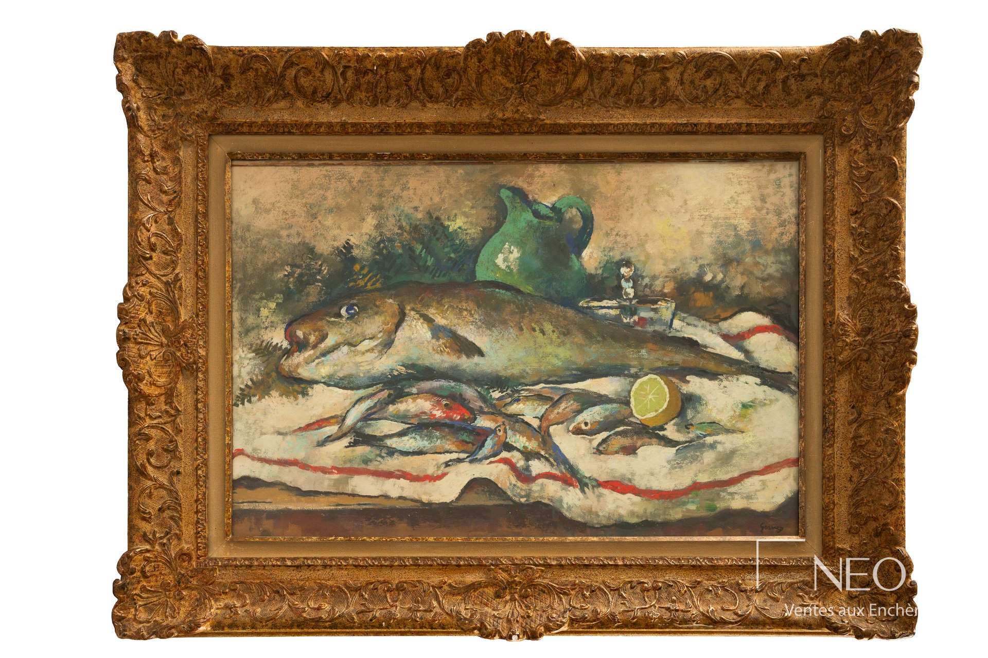 Nature morte de Paul-Élie Gernez montrant des poissons