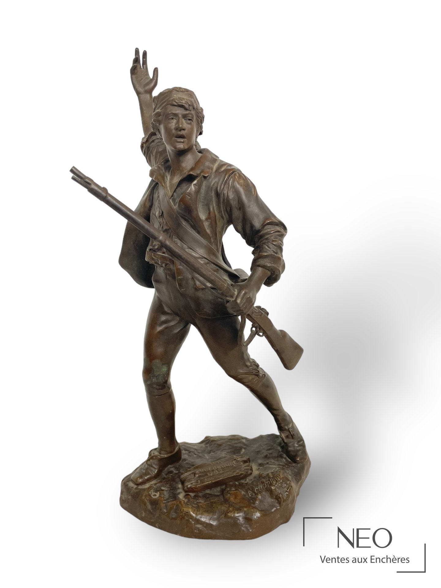 Paul François Choppin Un volontaire, 1792 bronze à patine brune et mordorée