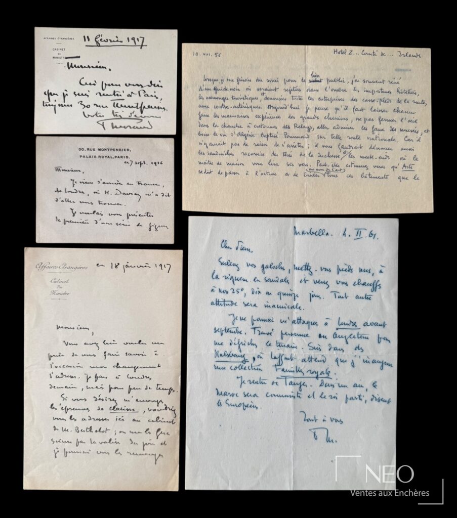 Ensemble de lettres et billets autographes signés de Paul Morand