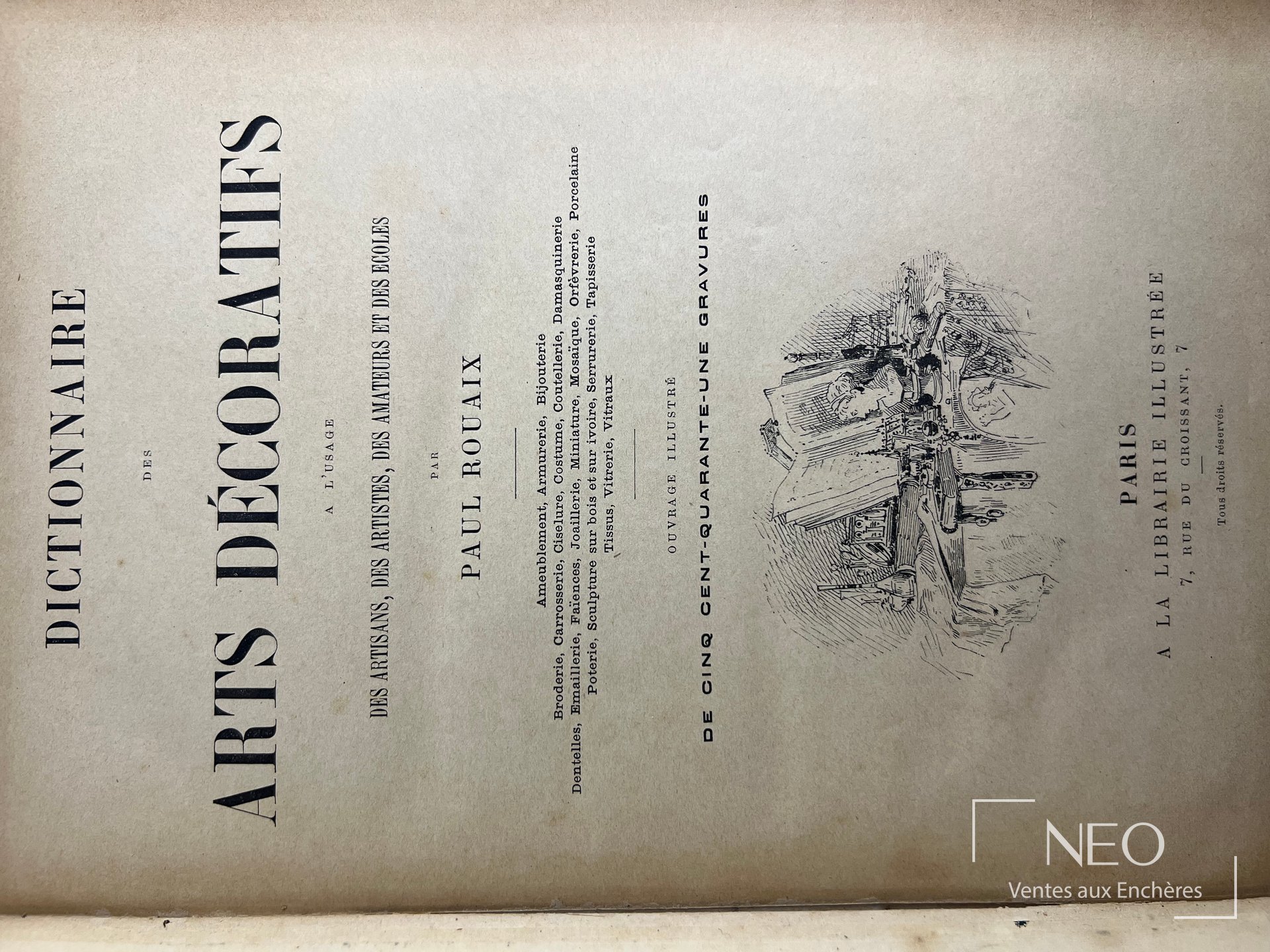 Page de titre du Dictionnaire des Arts Décoratifs de Paul Rouaix