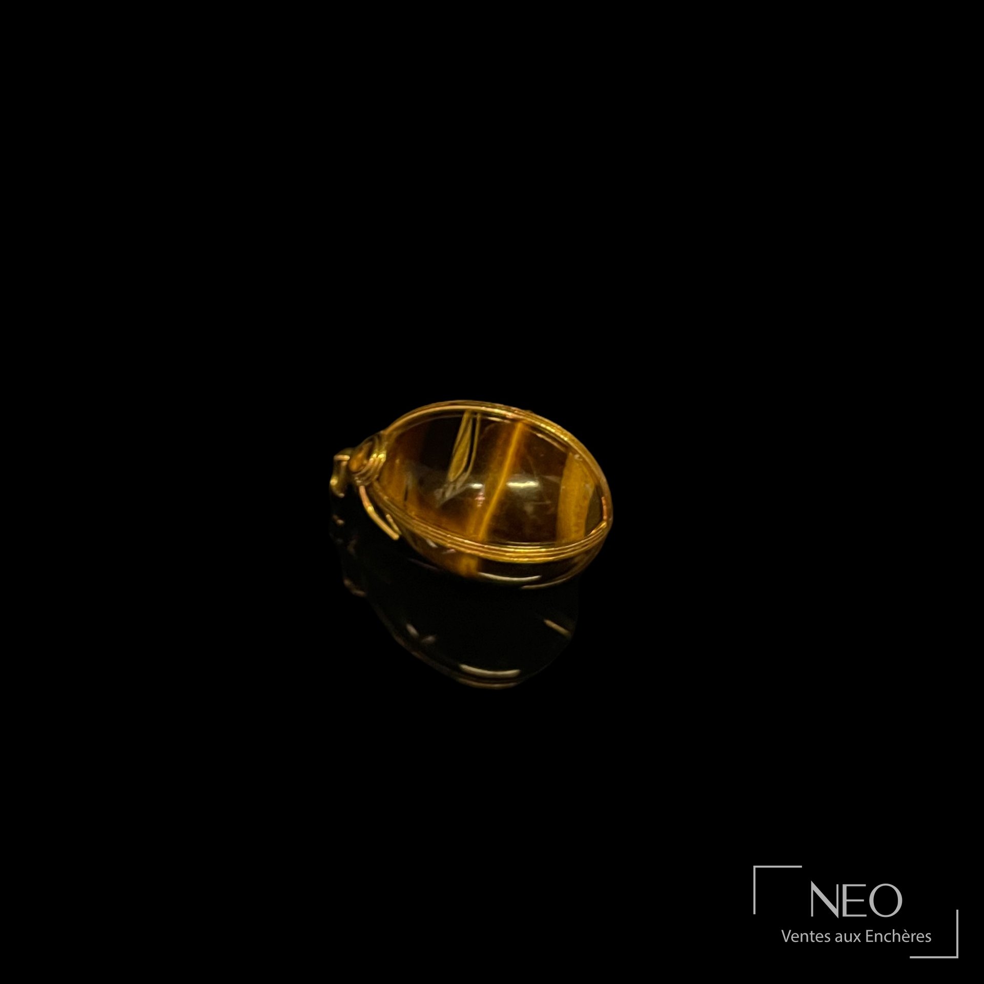 Pendentif œuf en œil de tigre vu de face