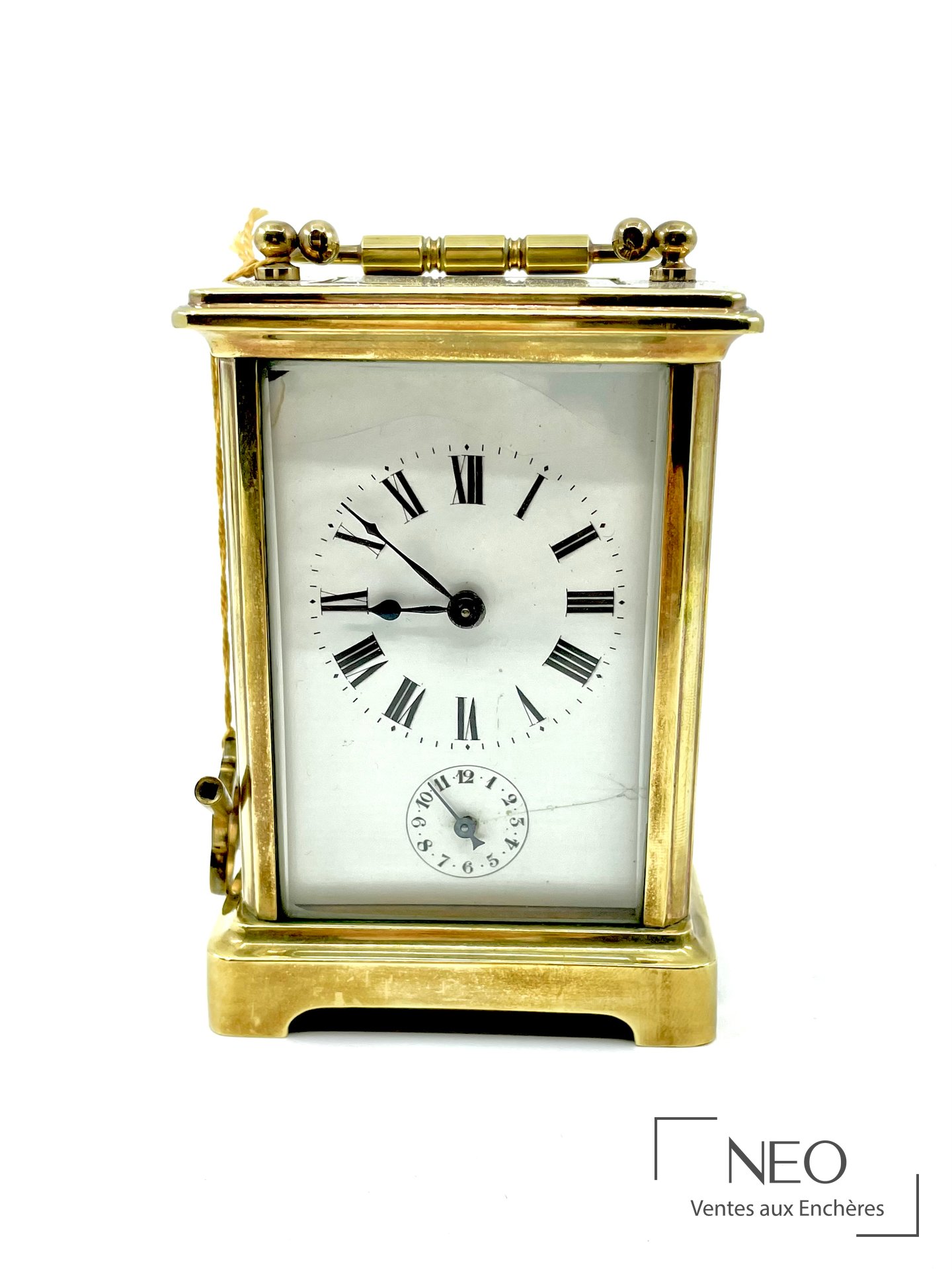Pendulette d’officier à cage en laiton vitrée toutes faces