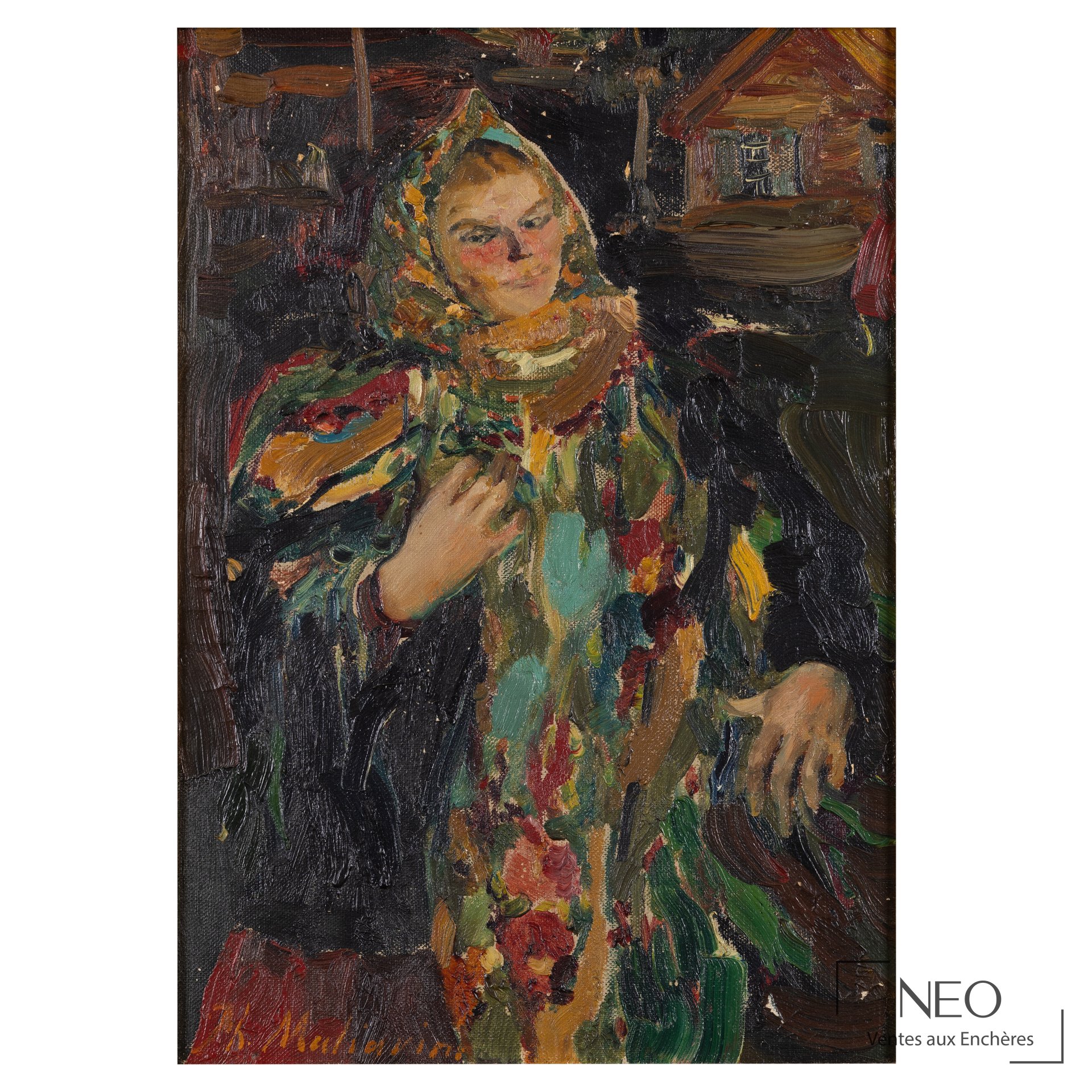 Portrait d'une femme russe peint à l'huile