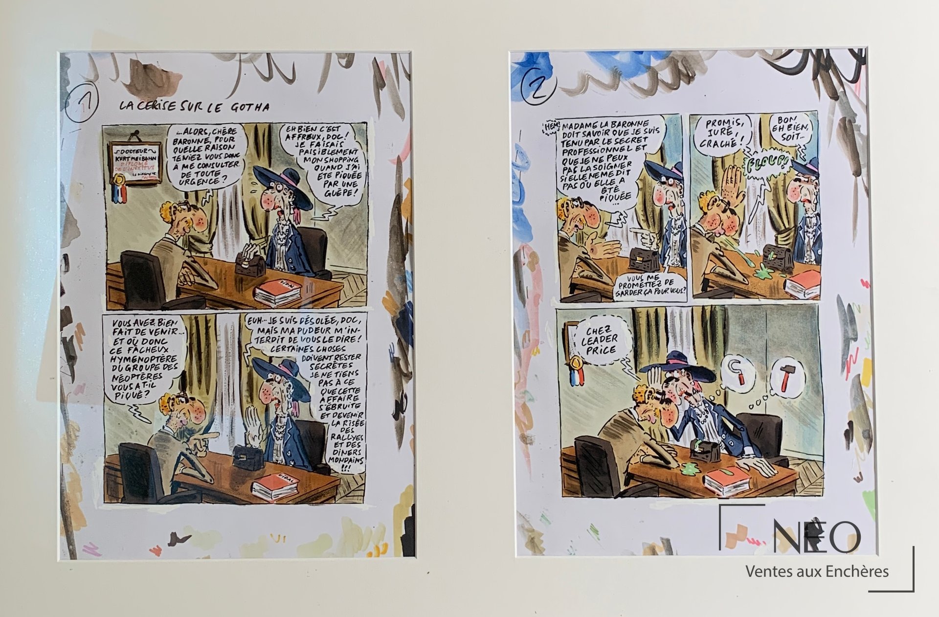 Philippe Vuillemin, La cerise sur le gotha, aquarelle et encre de Chine