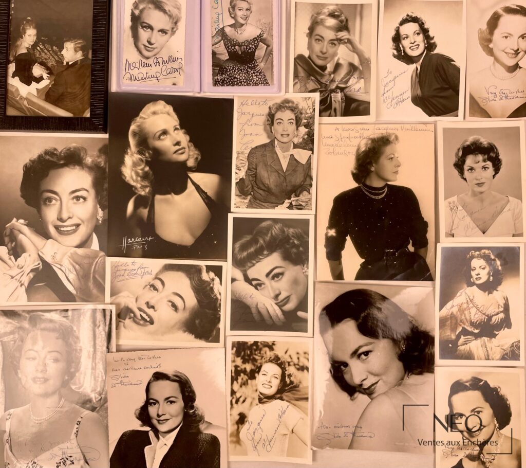 Ensemble de photographies de célébrités avec portraits argentiques et images dédicacées