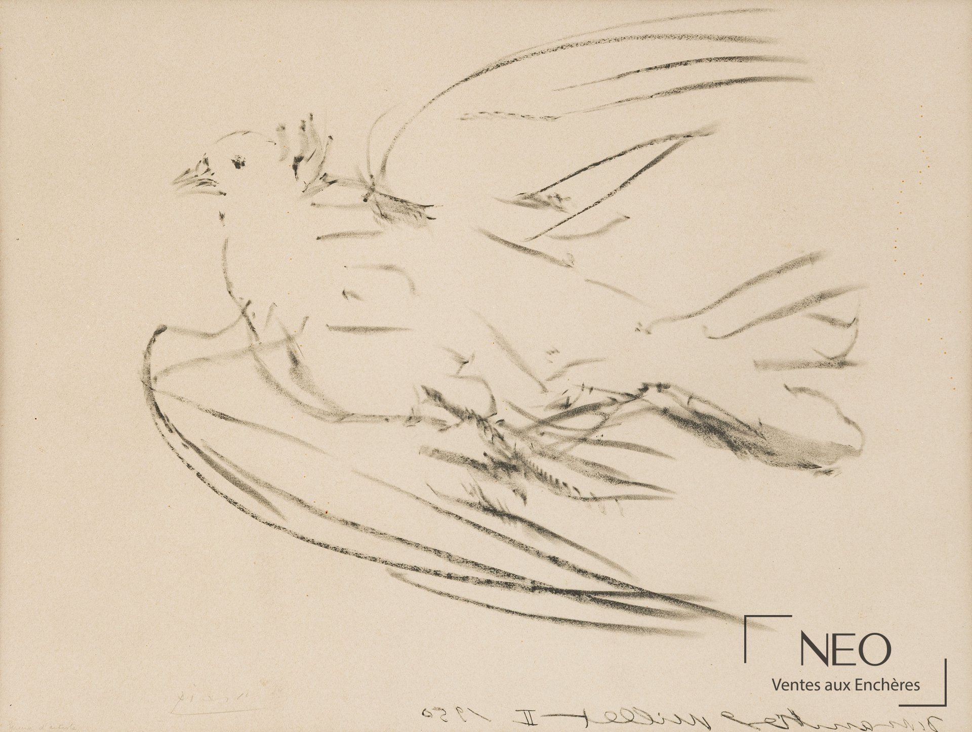 Estampe de Pablo Picasso représentant une colombe