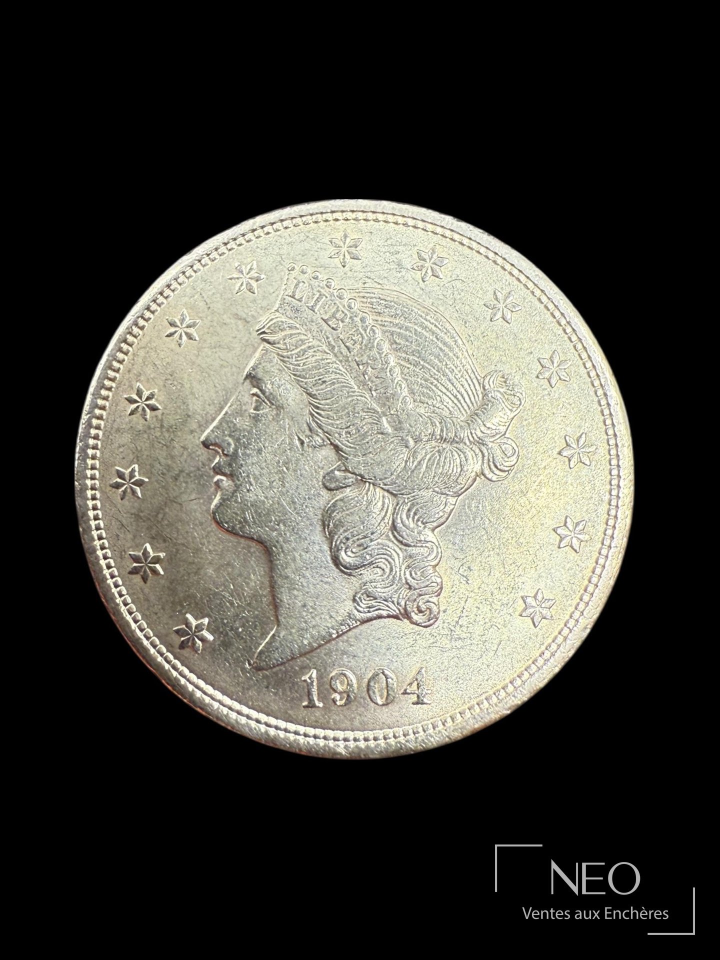 Avers d'une pièce de 20 dollars Liberty datée 1904