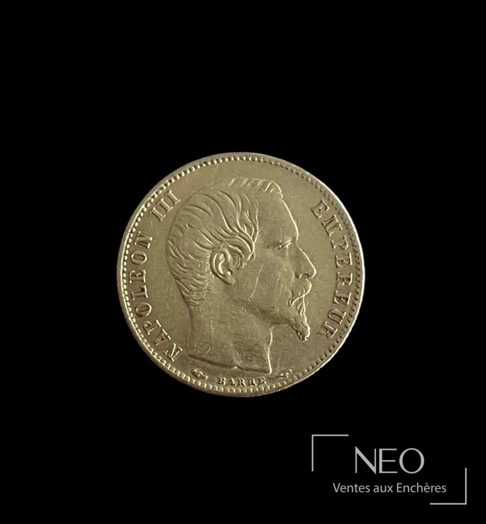 Portrait de Napoléon III sur une pièce de 5 francs or