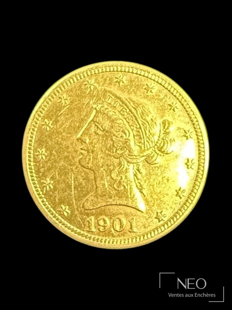 Avers d'une pièce de 10 dollars or Liberty de 1901