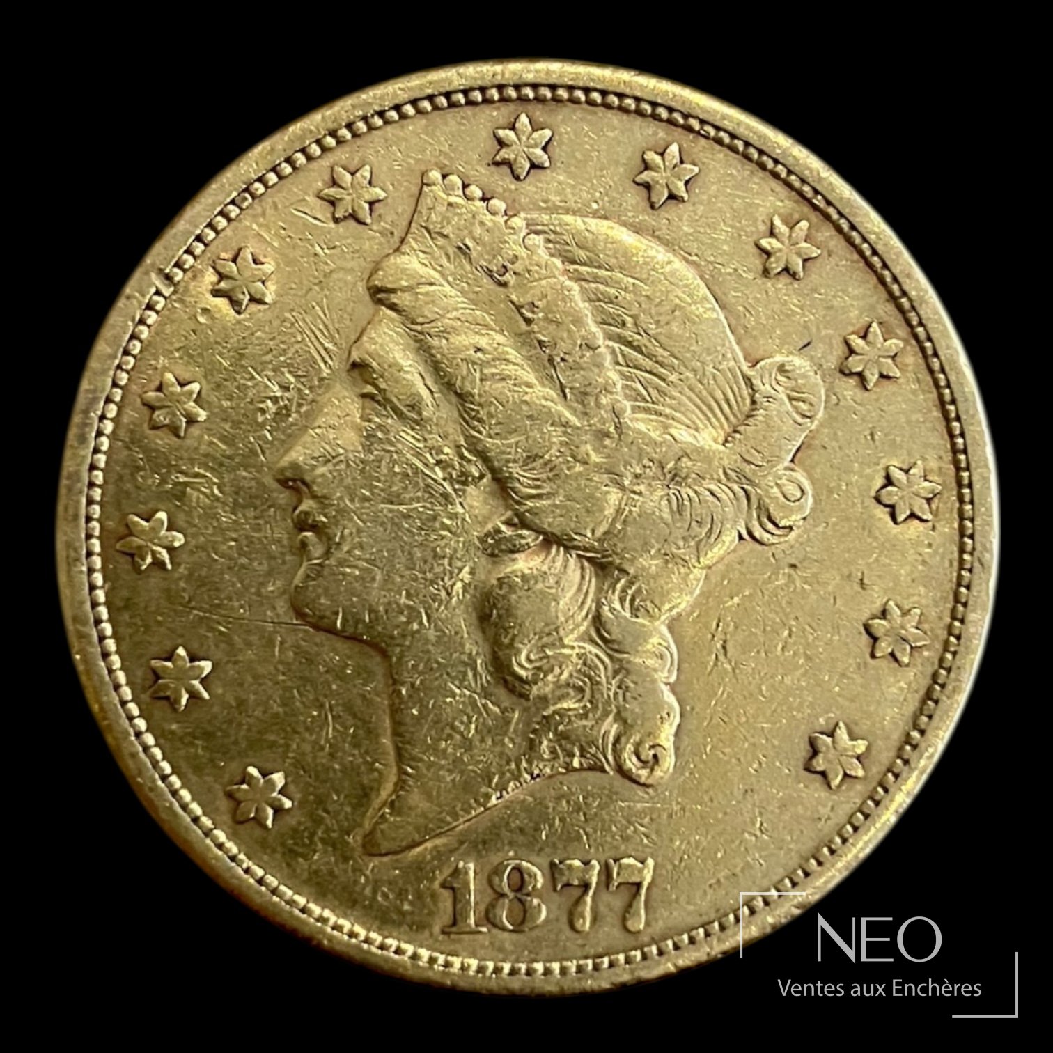 Avers d'une pièce de 20 dollars américaine en or