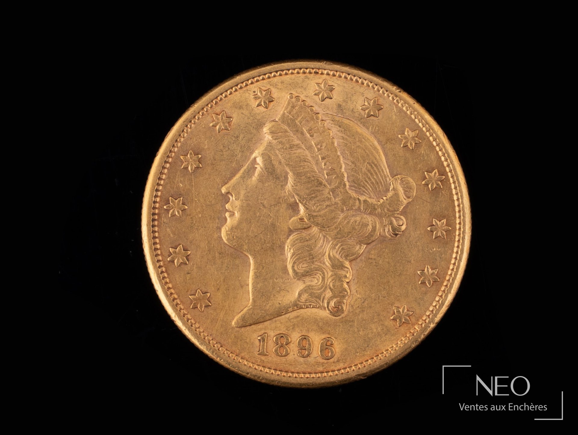 Pièce or 20 Dollars États-Unis 1896