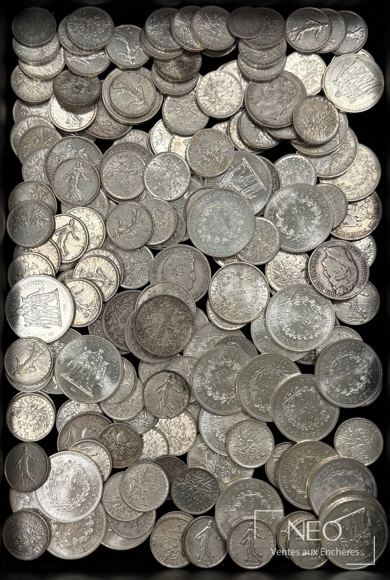 Fort ensemble de 168 pièces en argent françaises