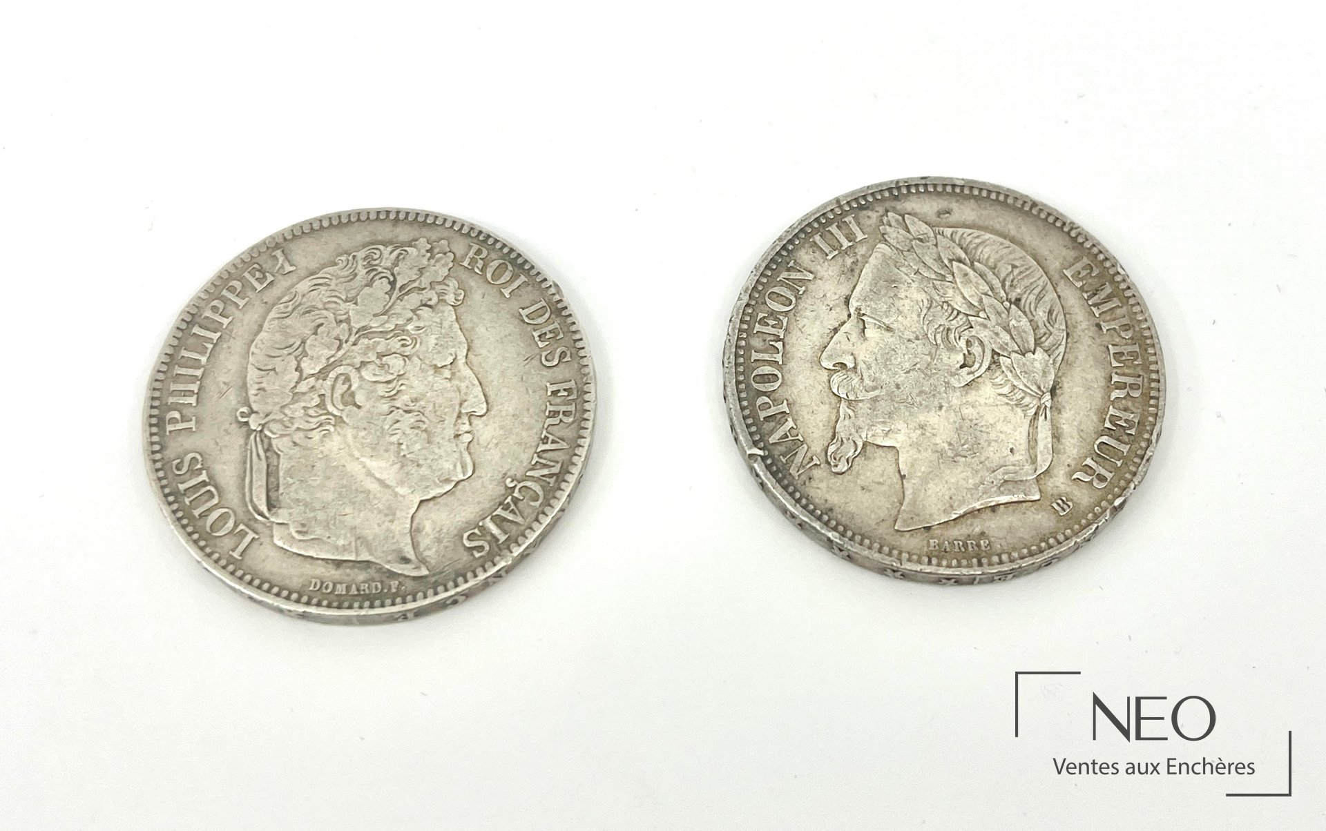 Pièces en argent Louis-Philippe et Napoléon III, 5 francs