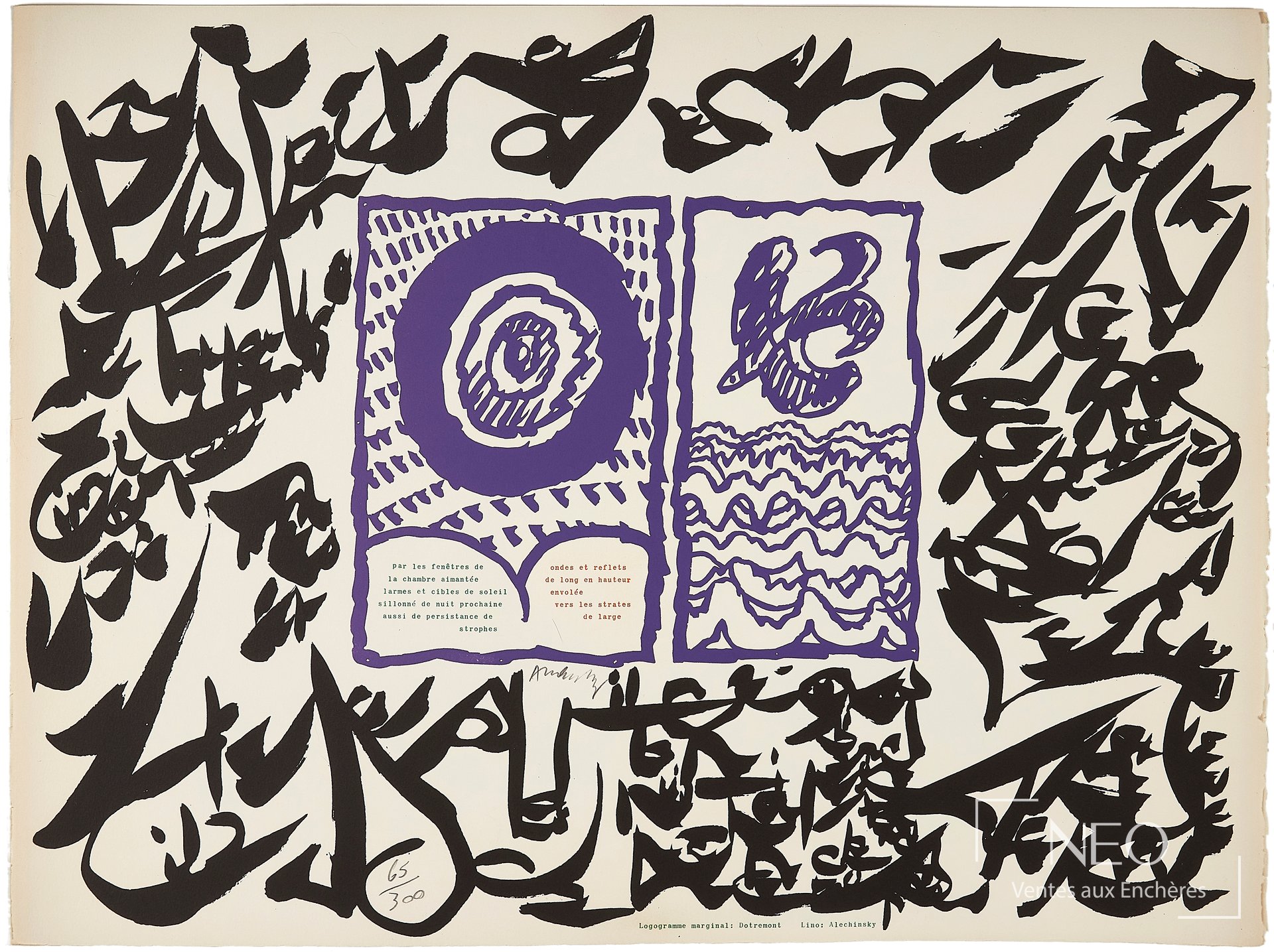 Lithographie en couleurs de Pierre Alechinsky
