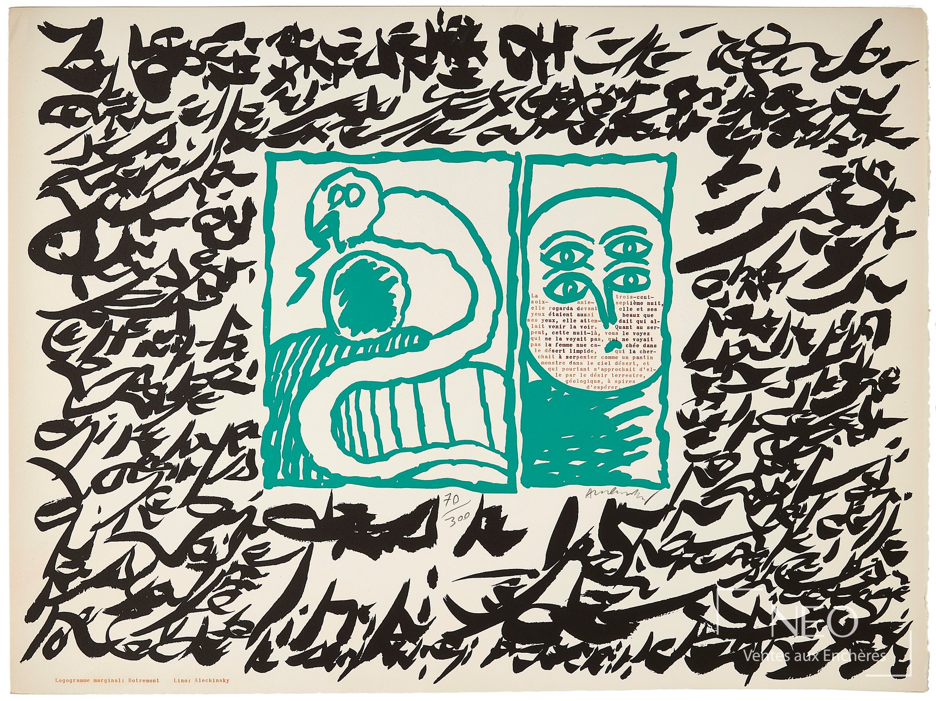 Lithographie en couleurs de Pierre Alechinsky