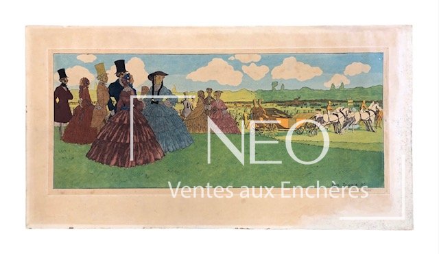 Épreuve en couleurs d'Aux Courses par Pierre Brissaud