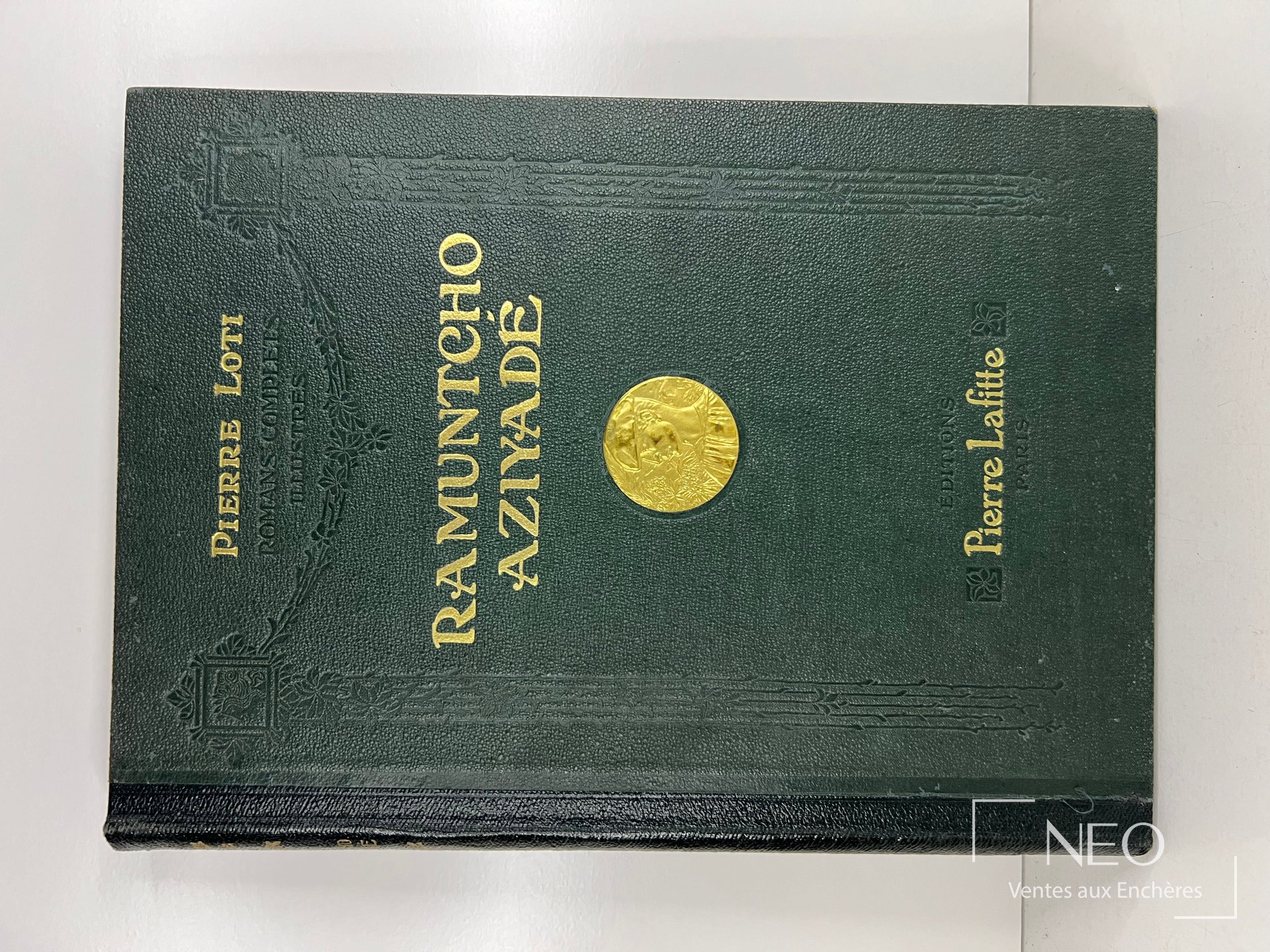 Couverture verte de Ramuntcho - Aziyadé de Pierre Loti avec titre doré