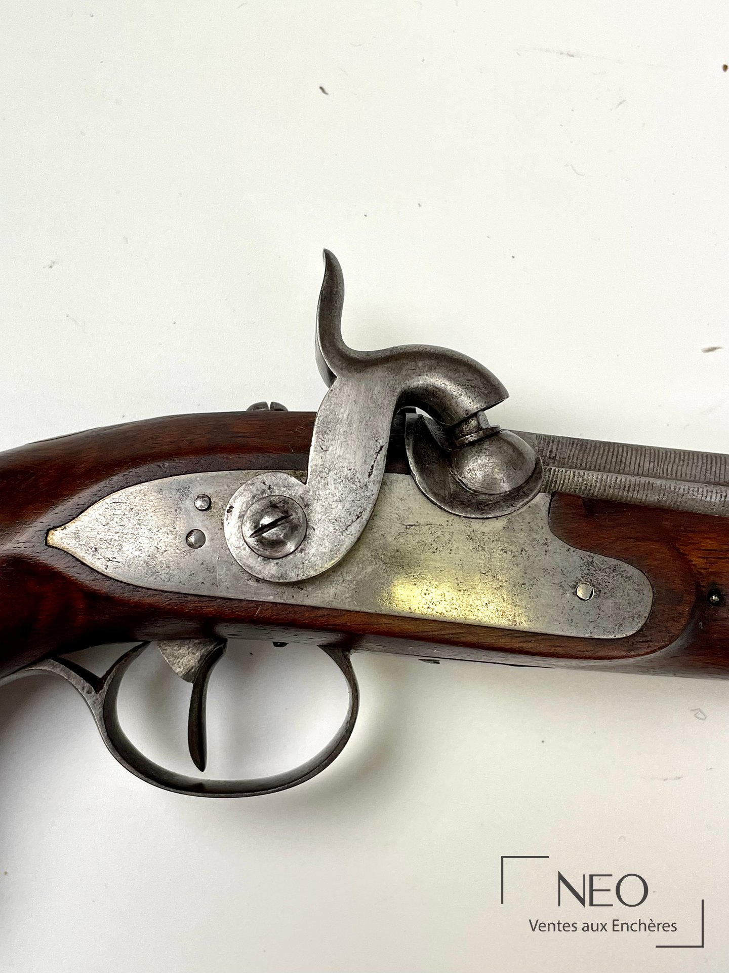 Pistolet d’officier à percussion, canon à pans, vers 1840