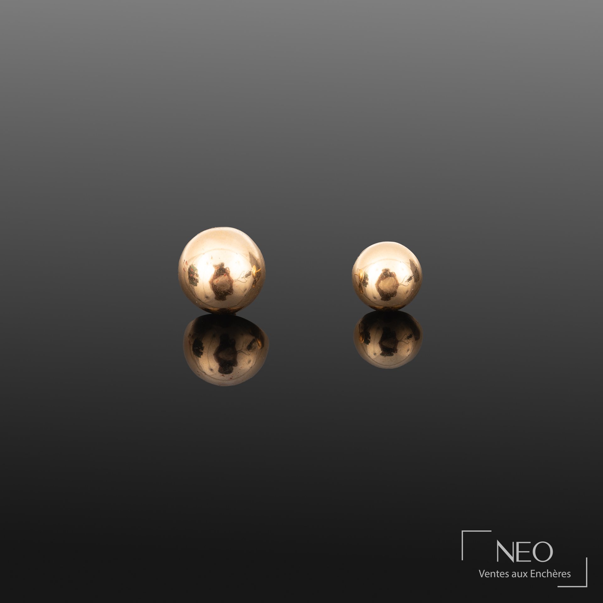 Puces d’oreilles en or jaune 18K, paire de petits clous
