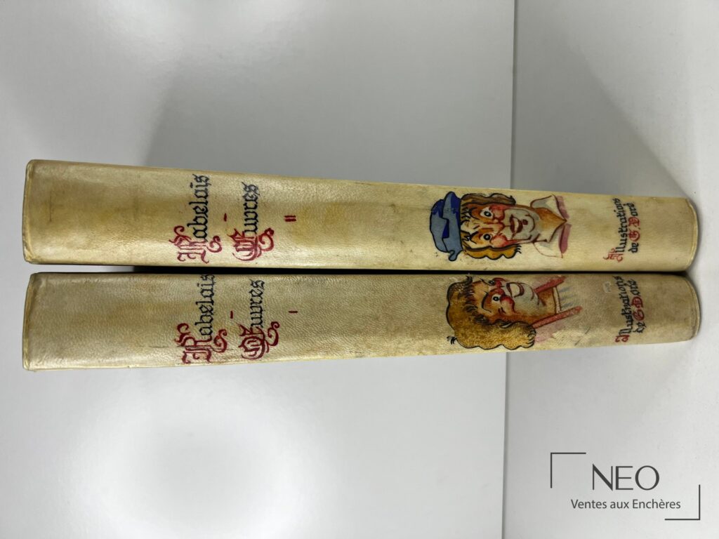 Dos de deux volumes Rabelais Oeuvres de rabelais